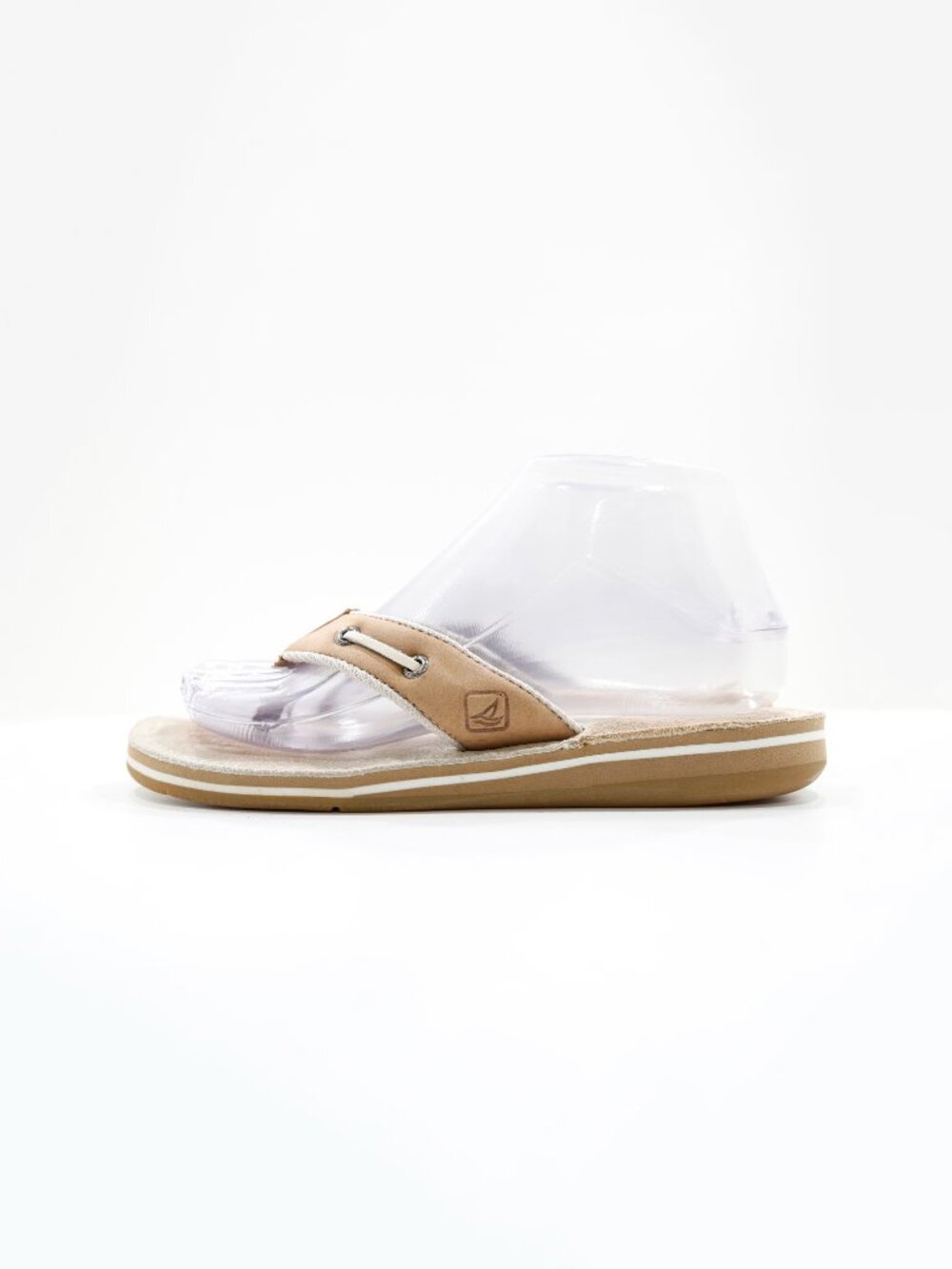 Sperry Seafish Tan Leather Flat Lightweight Thong Sandals - Women's 6